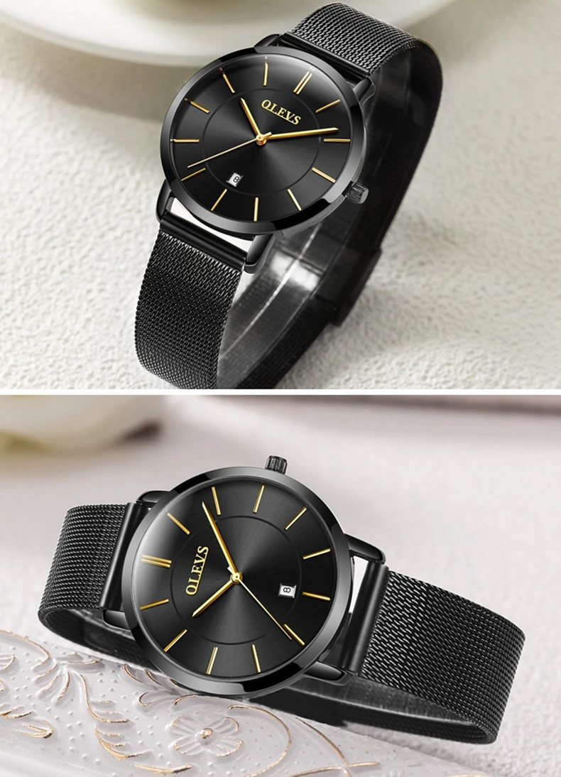 Ceas Dama Olevs CS1564 Negru Otel Inoxidabil Elegant - imagine 2