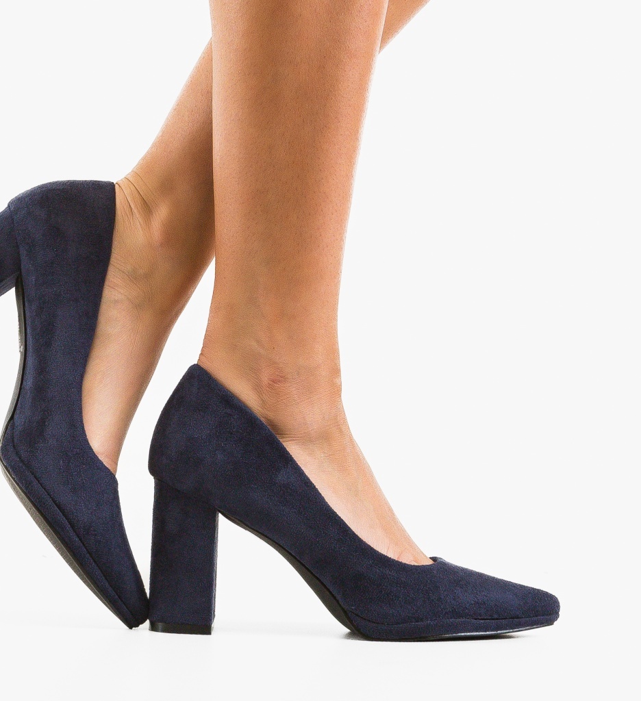 Pantofi cu Toc Lebray Bleumarin Eleganți - imagine 2