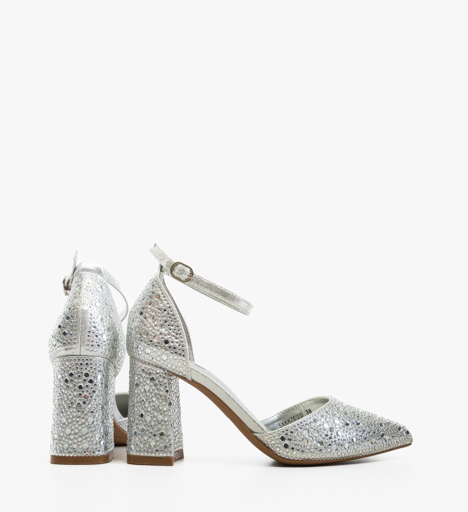 Pantofi Dama Plyka Argintii Eleganți - imagine 5