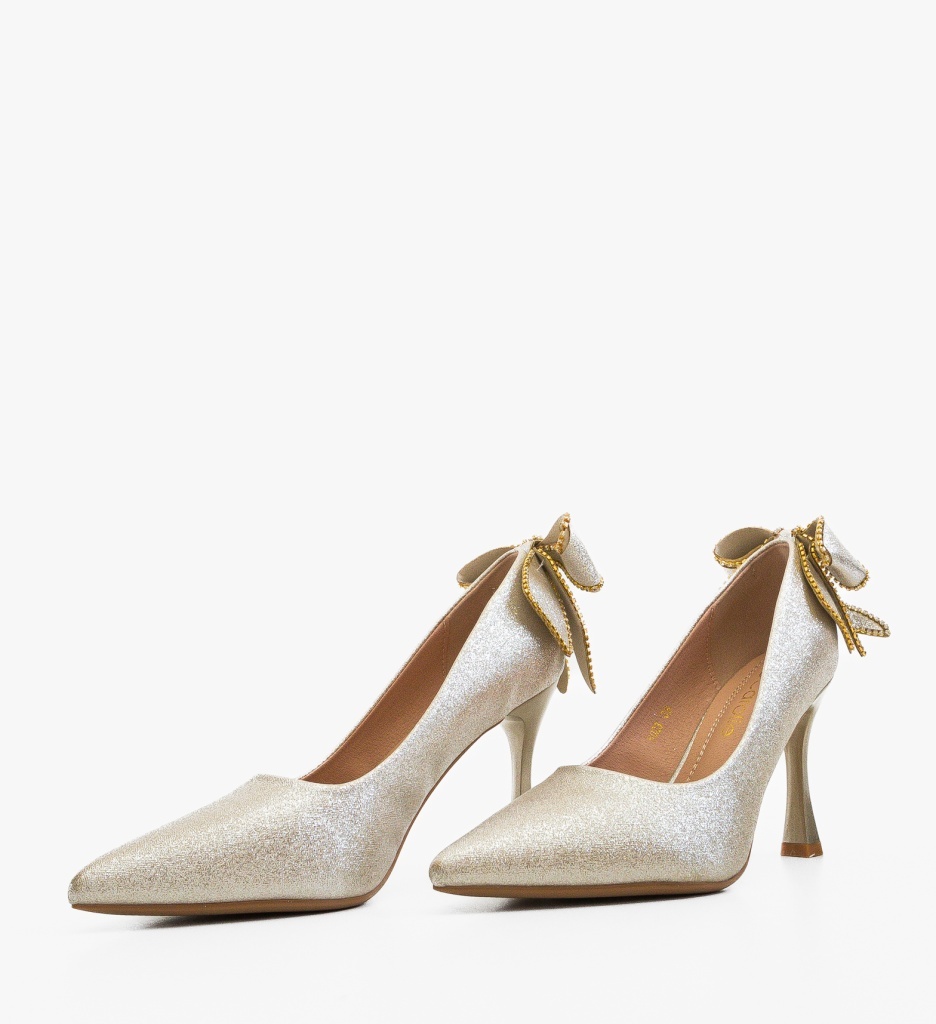 Pantofi Stiletto Nenyz Aurii Eleganți - imagine 4