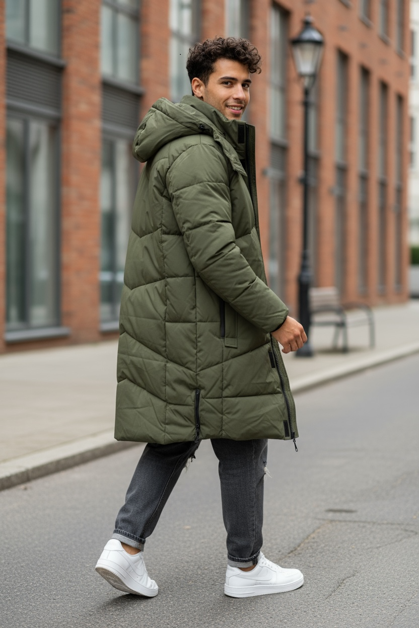 Geaca Barbati Iarna Kaki | Model Slim Fit