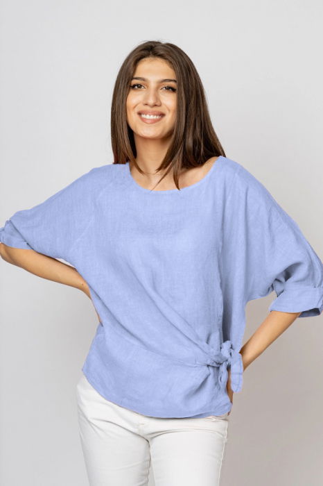 Bluza In Bleu cu Nod Talie | Shopika