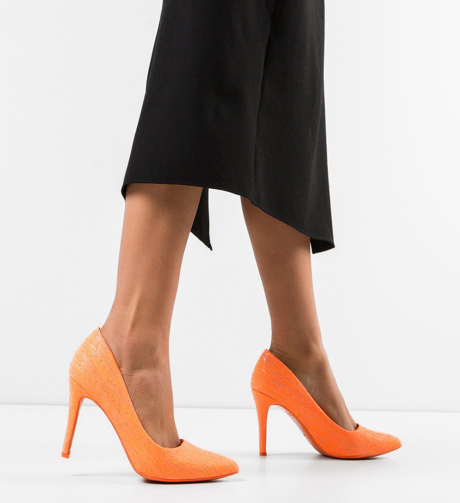 Pantofi Dama Alfred Portocalii | Look Remarcabil - imagine 2