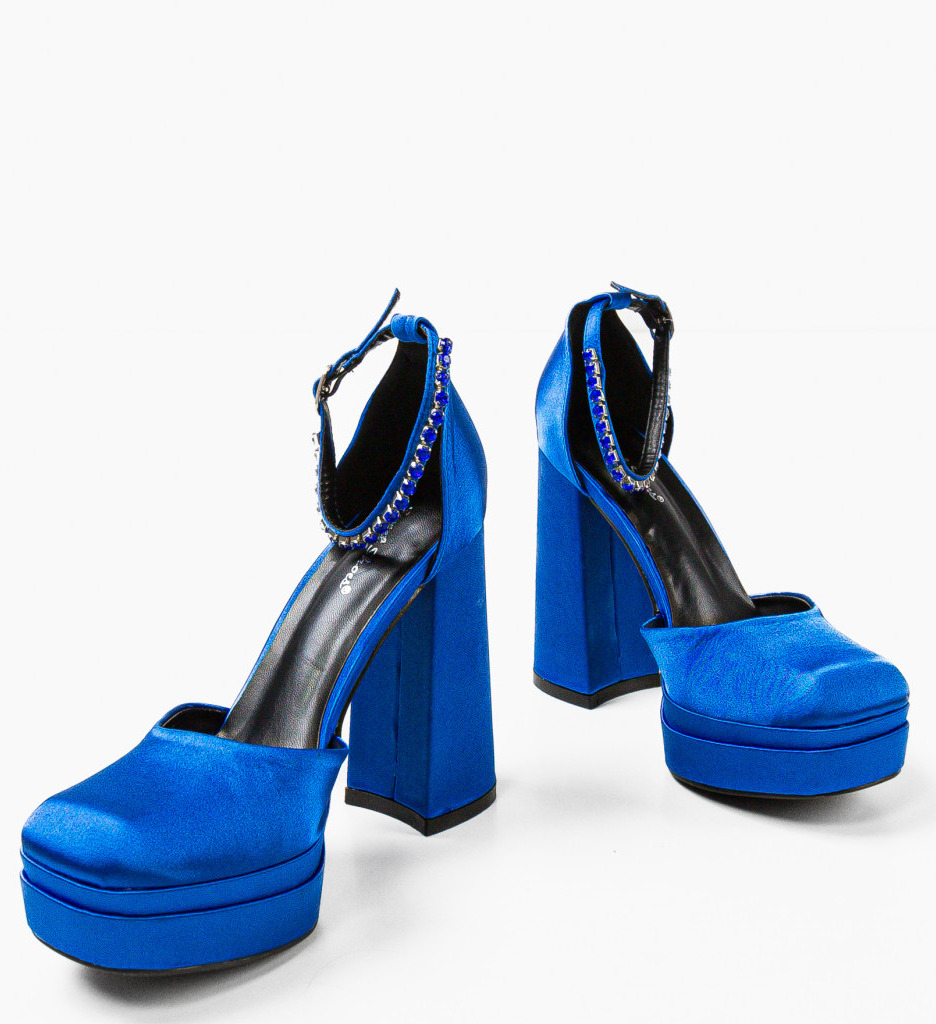 Pantofi Servaas Albastri Eleganți cu Toc - imagine 5