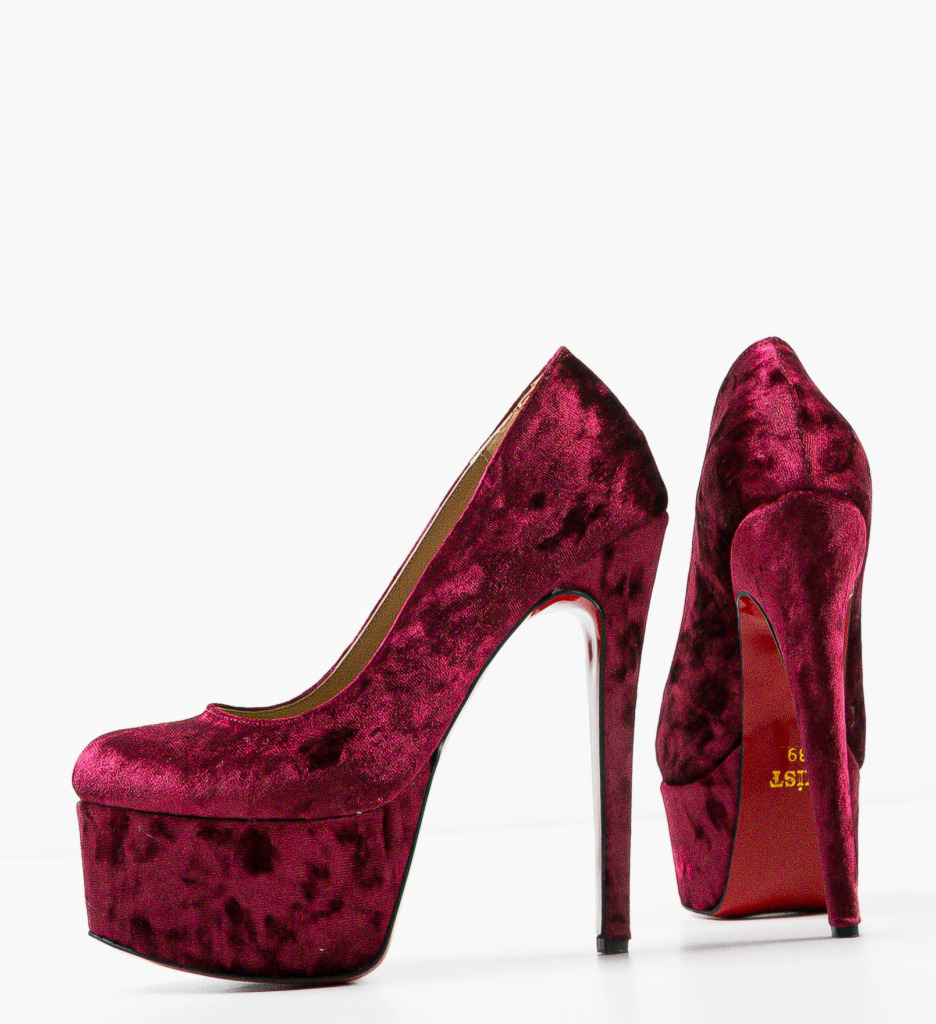 Pantofi dama Amanyt Grena eleganți cu toc - imagine 5