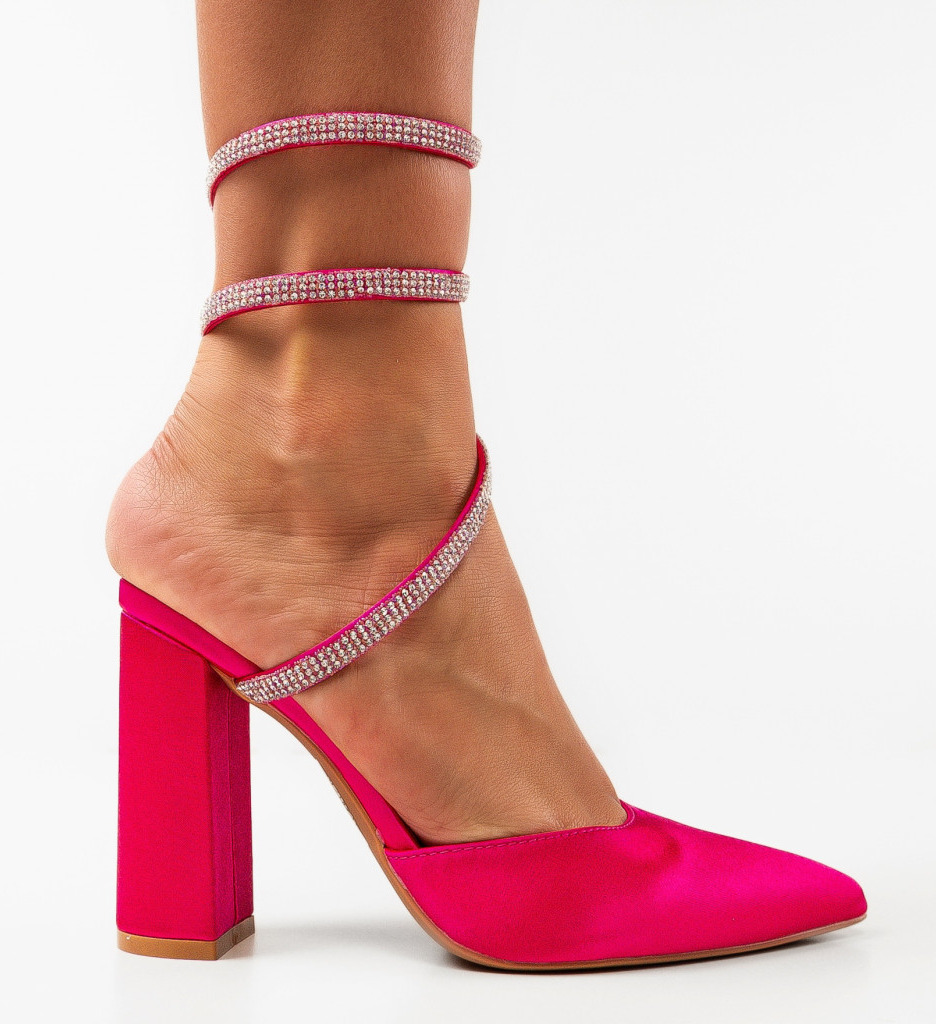 Pantofi Lhamo Fuchsia cu toc elegant - imagine 4