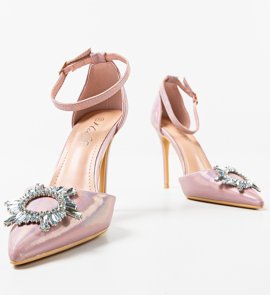 Pantofi Honor Roz cu Toc Eleganți - imagine 8