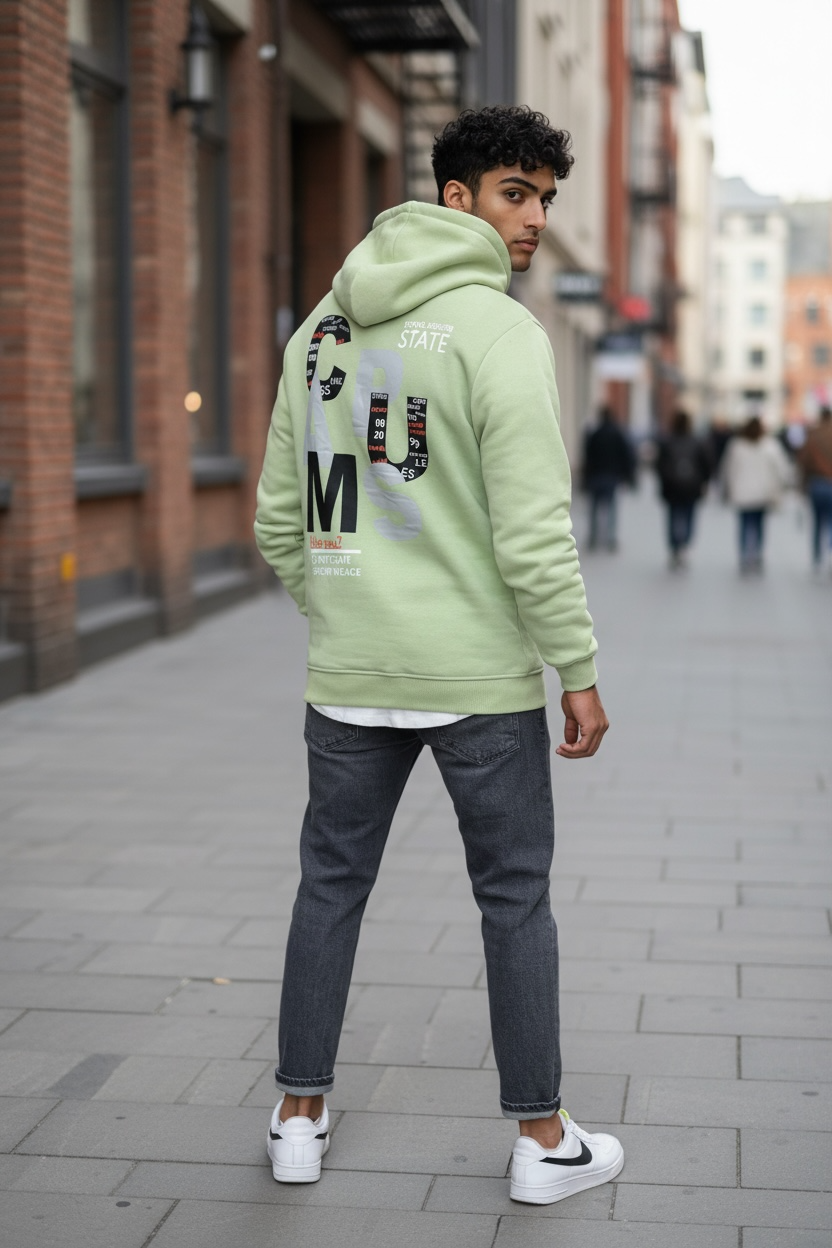 Hanorac Barbati Slim Fit Verde Vatuit