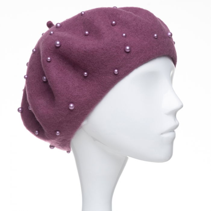 Bereta Mov cu Perle Shopika | Eleganță și Stil - imagine 1