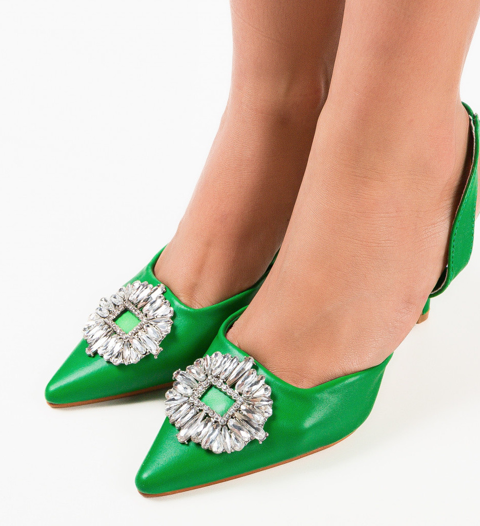 Pantofi dama Bill Verzi cu Toc Eleganți - imagine 4