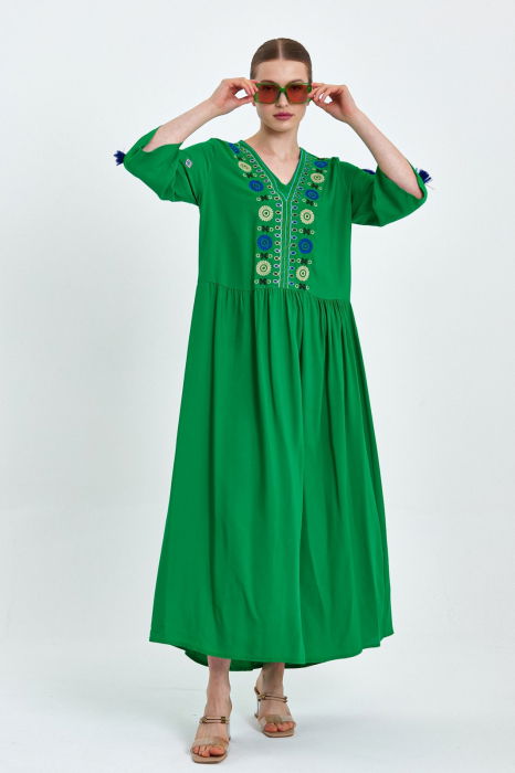 Rochie Verde Broderie Vale Woman | Eleganță Naturală