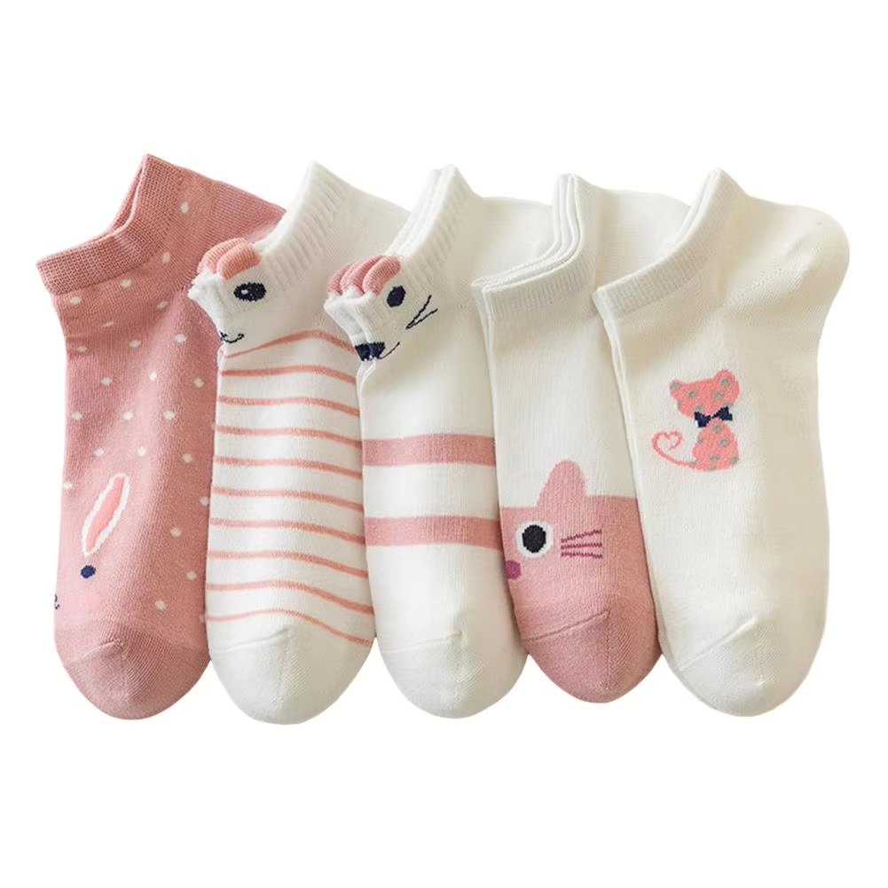 Set 5 perechi șosete dama Picadili SS089, Crem/Roz