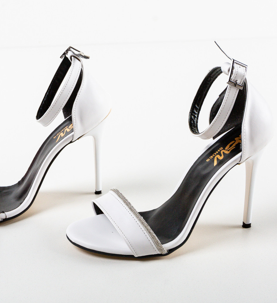Sandale cu Toc Cassius Albe | Stil Elegant - imagine 5