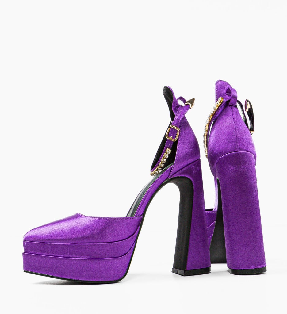 Pantofi dama Leydey Mov cu toc elegant - imagine 16