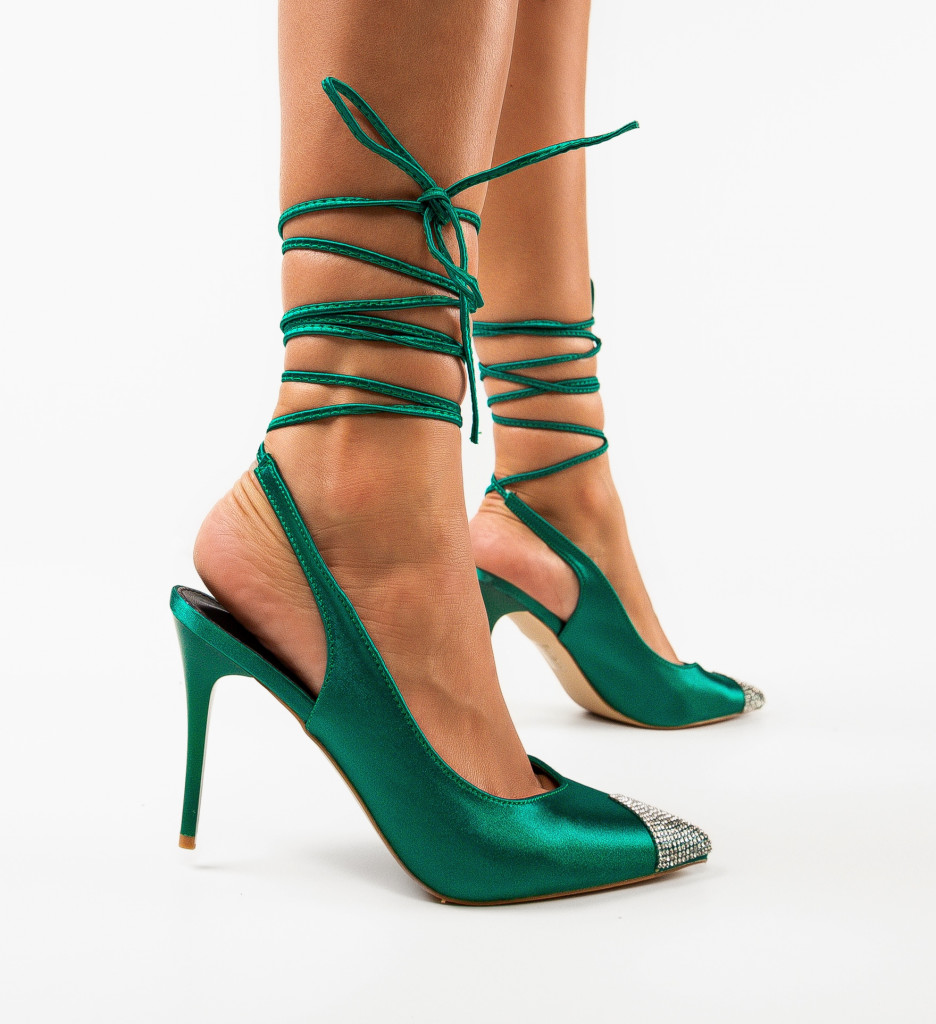 Pantofi Karola Verzi Eleganți cu Toc
