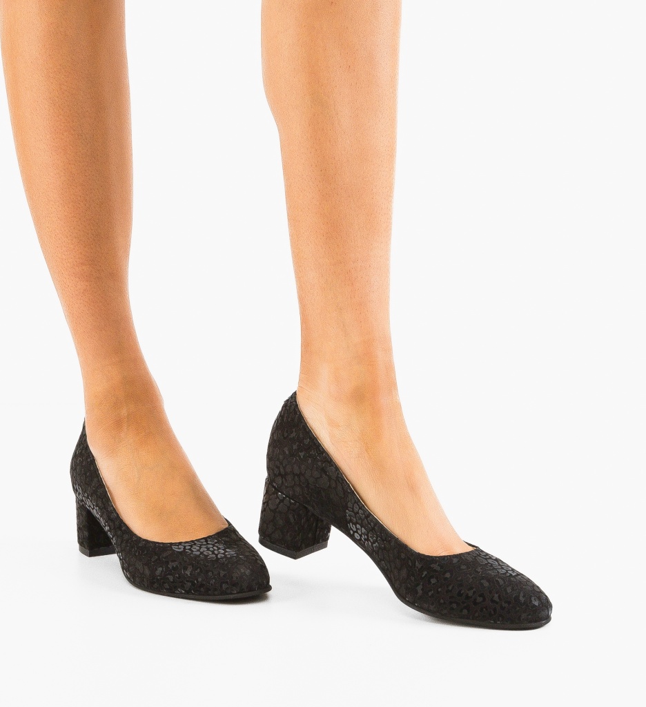 Pantofi Hynga Negri cu Toc Eleganți