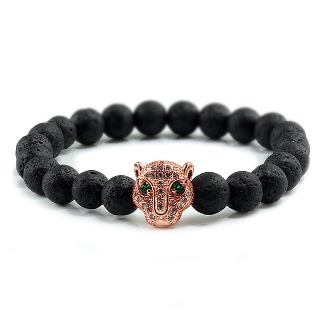 Brățară Leopard Unisex Delis | Negru/Rose Gold