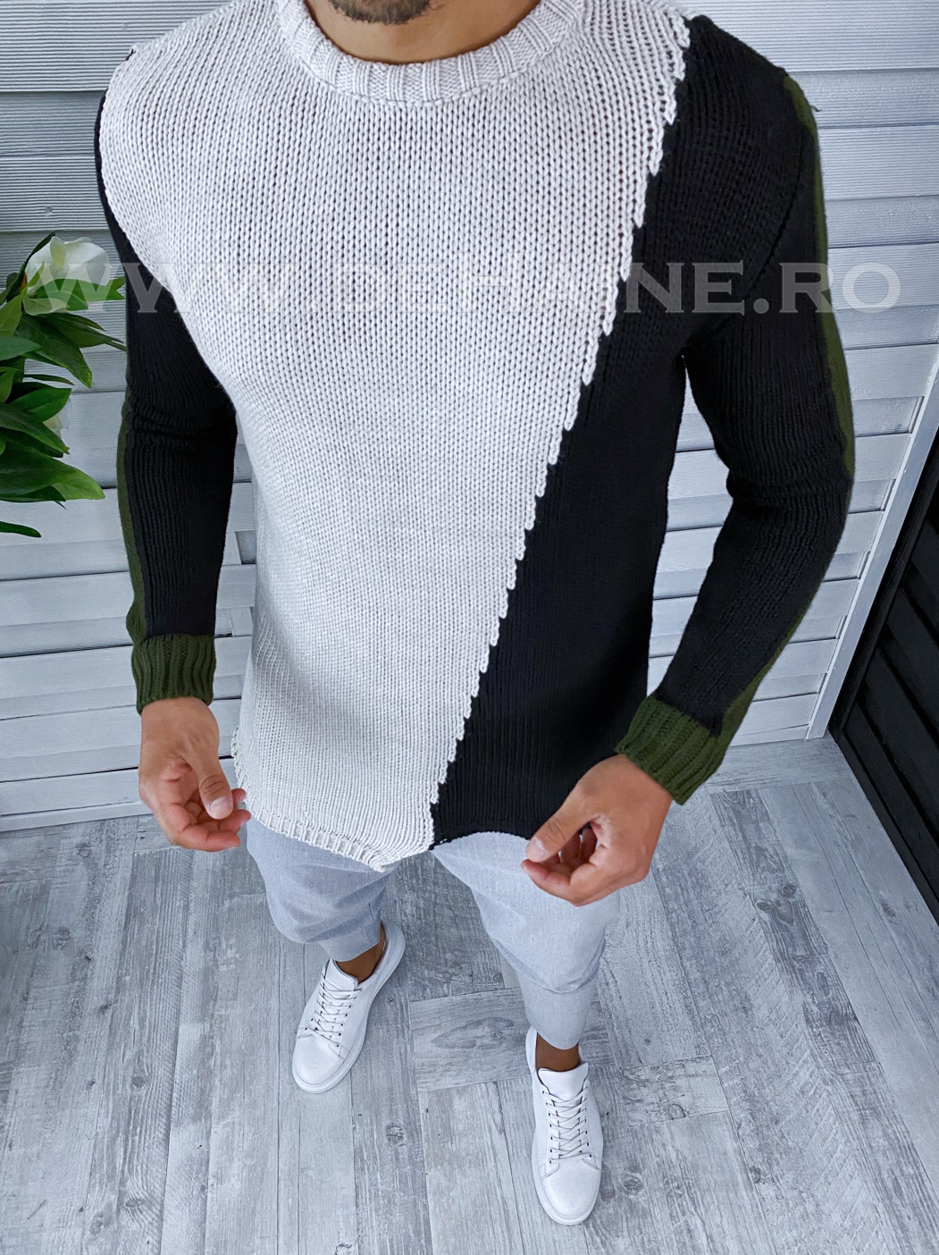 Pulover Barbati Bej Slim Fit | Stil Modern
