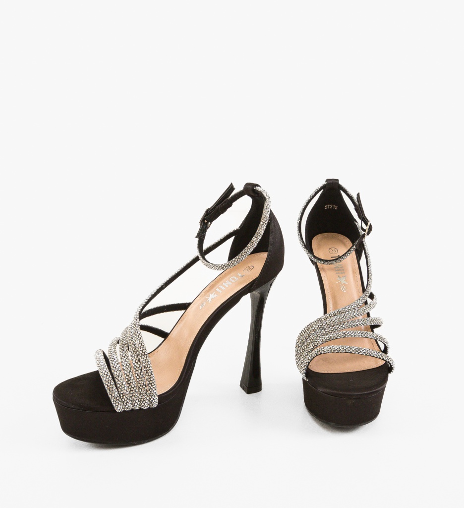 Sandale Ellis Negre cu Toc Elegant - imagine 5