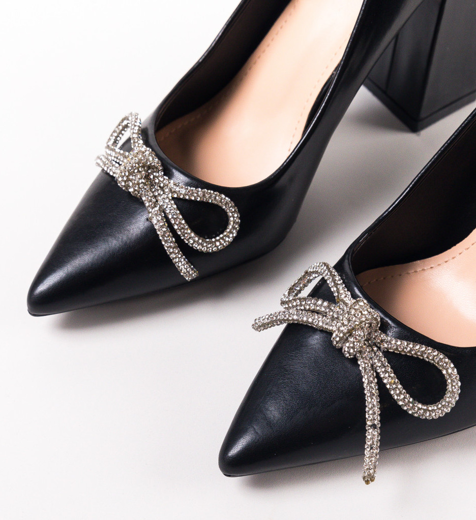 Pantofi Dark Negri Eleganți cu Toc - Stil Refined - imagine 8