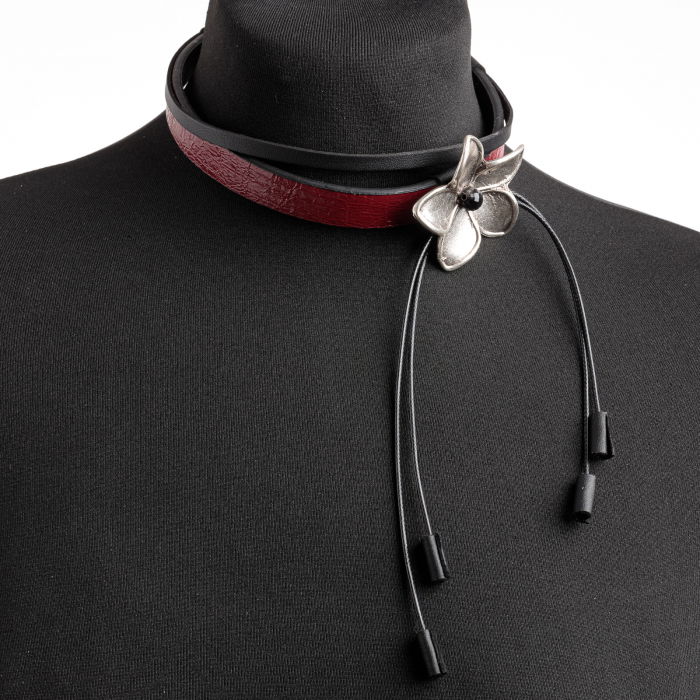 Colier Choker Flore Argintate | Shopika Eleganță - imagine 1