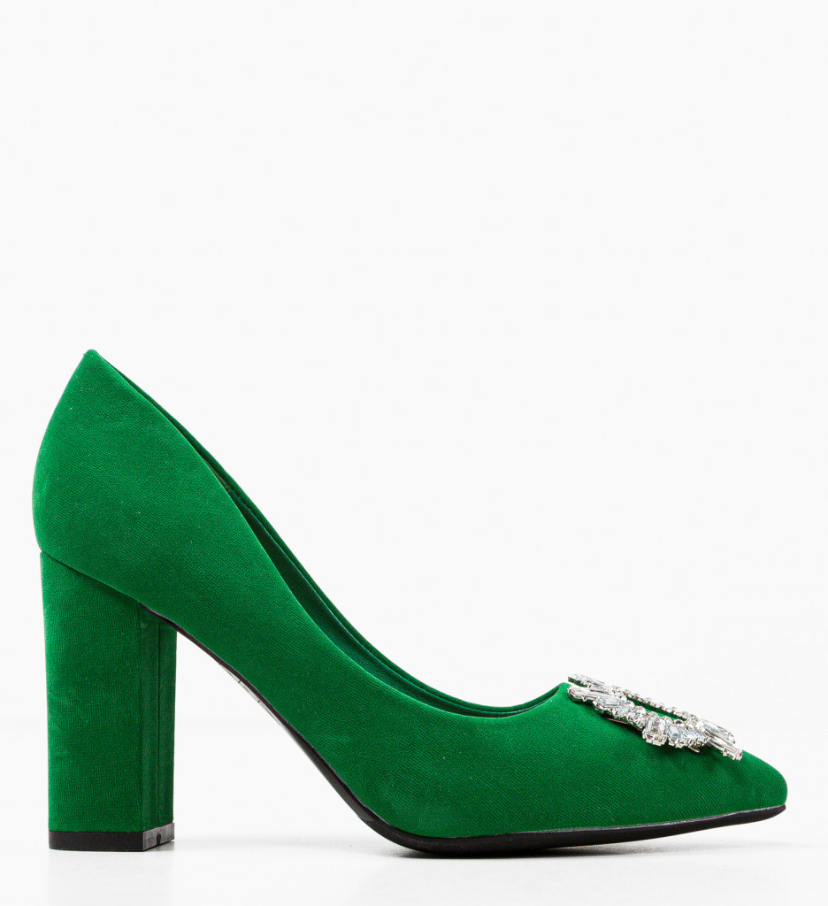 Pantofi Hebebe Verzi cu Toc Eleganți - imagine 2
