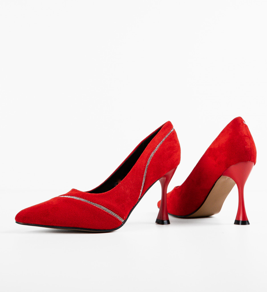 Pantofi Dama Shah Rosii cu Toc Eleganți - imagine 7