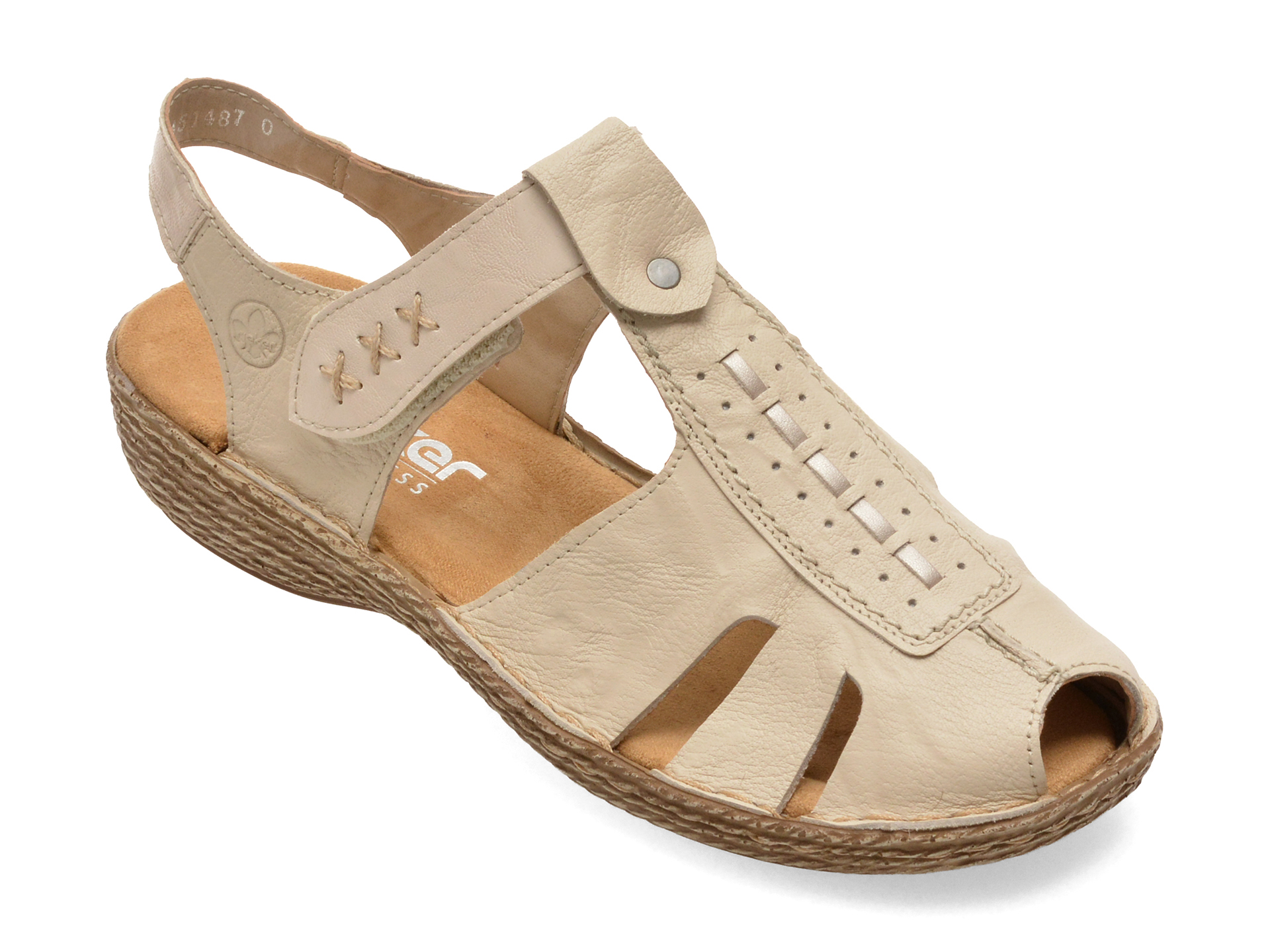 Sandale Rieker 658B3 bej, piele naturală