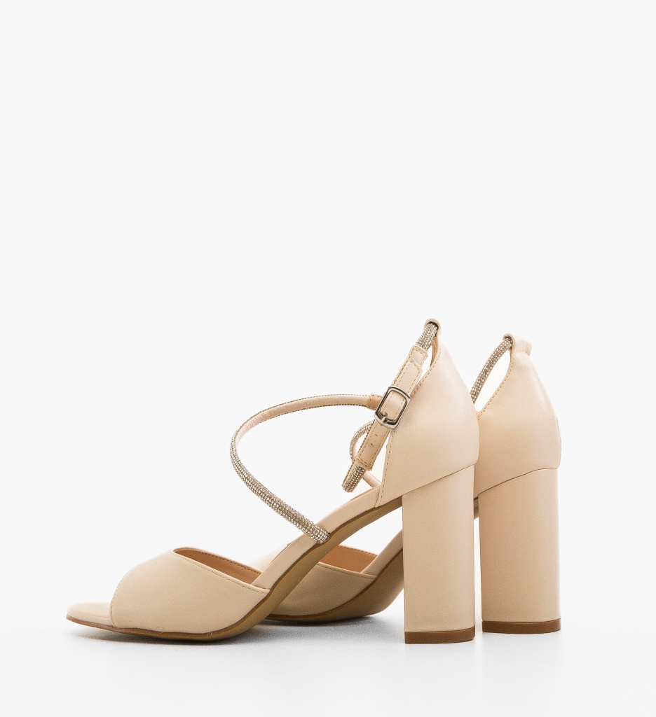 Sandale Barfa Bej cu Toc Elegante - imagine 5