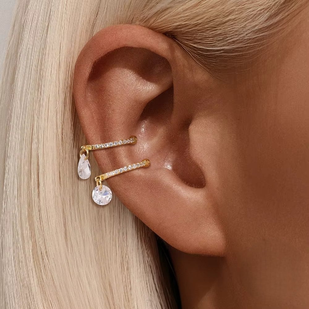 Cercel Ear Cuff Argint Delis cu Piatra Fara Gaurire - imagine 2
