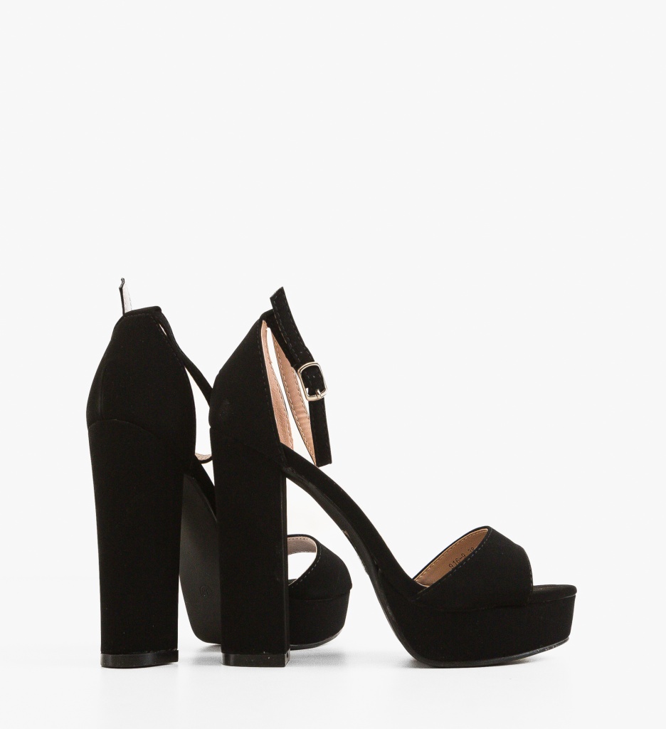 Sandale Elegante cu Toc Stuart Negre - imagine 3
