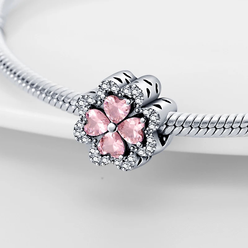Charm Argint Delis Floare Roz - Eleganță Pură - imagine 2