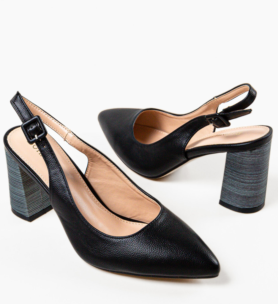 Pantofi cu Toc Soka Negri - Eleganță și Confort - imagine 6