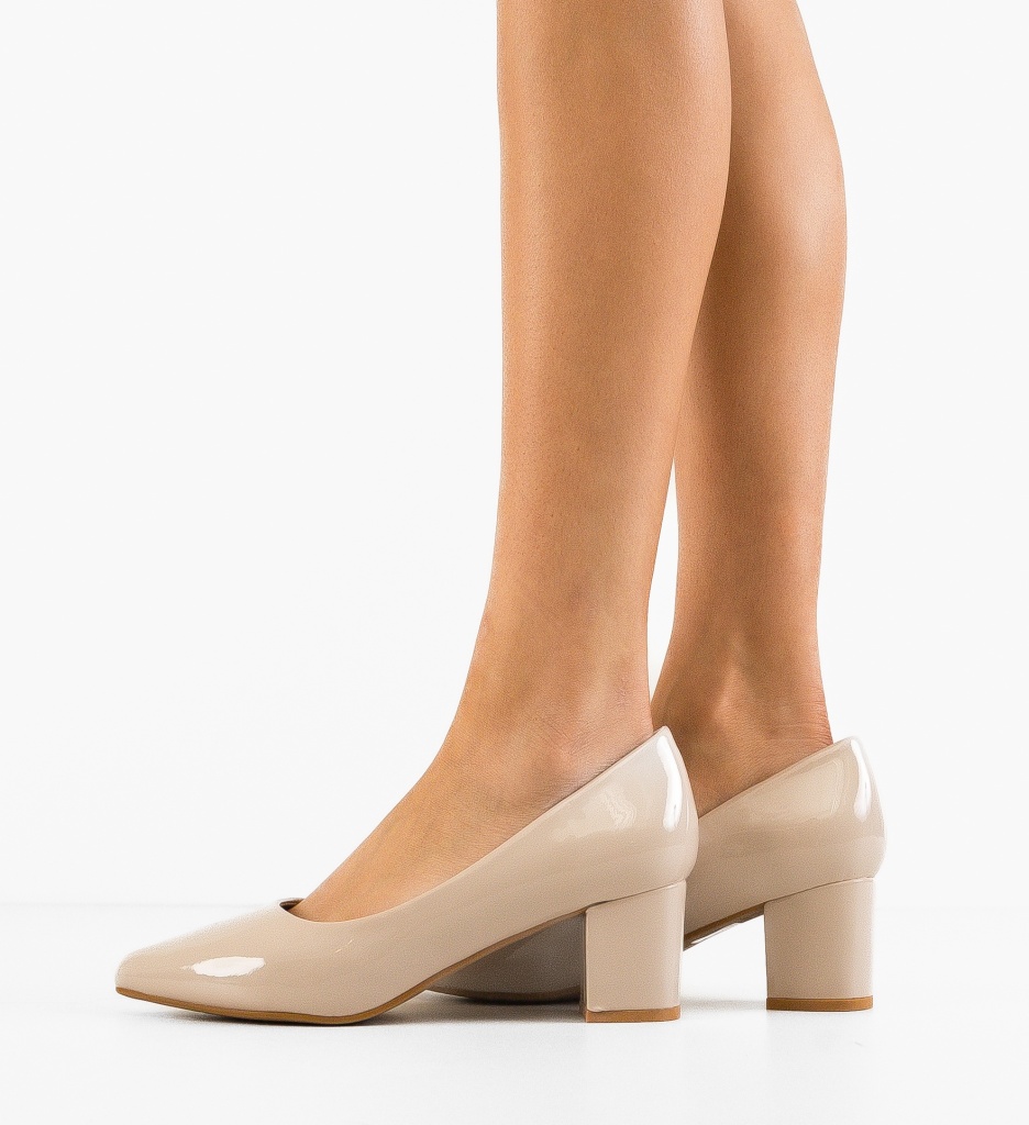 Pantofi Rose Bej cu Toc Eleganți - imagine 2