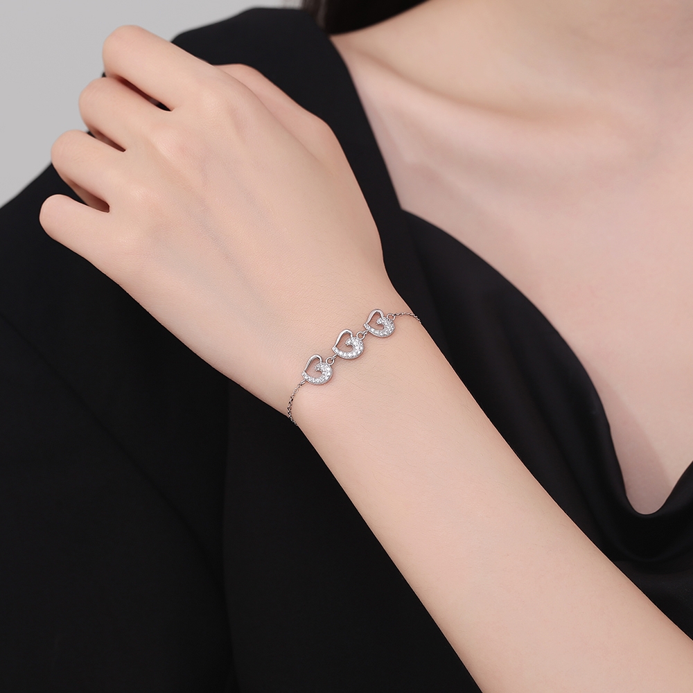 Bratara argint 925 JW1211 inimioare cu zirconiu, Haifeng - imagine 2