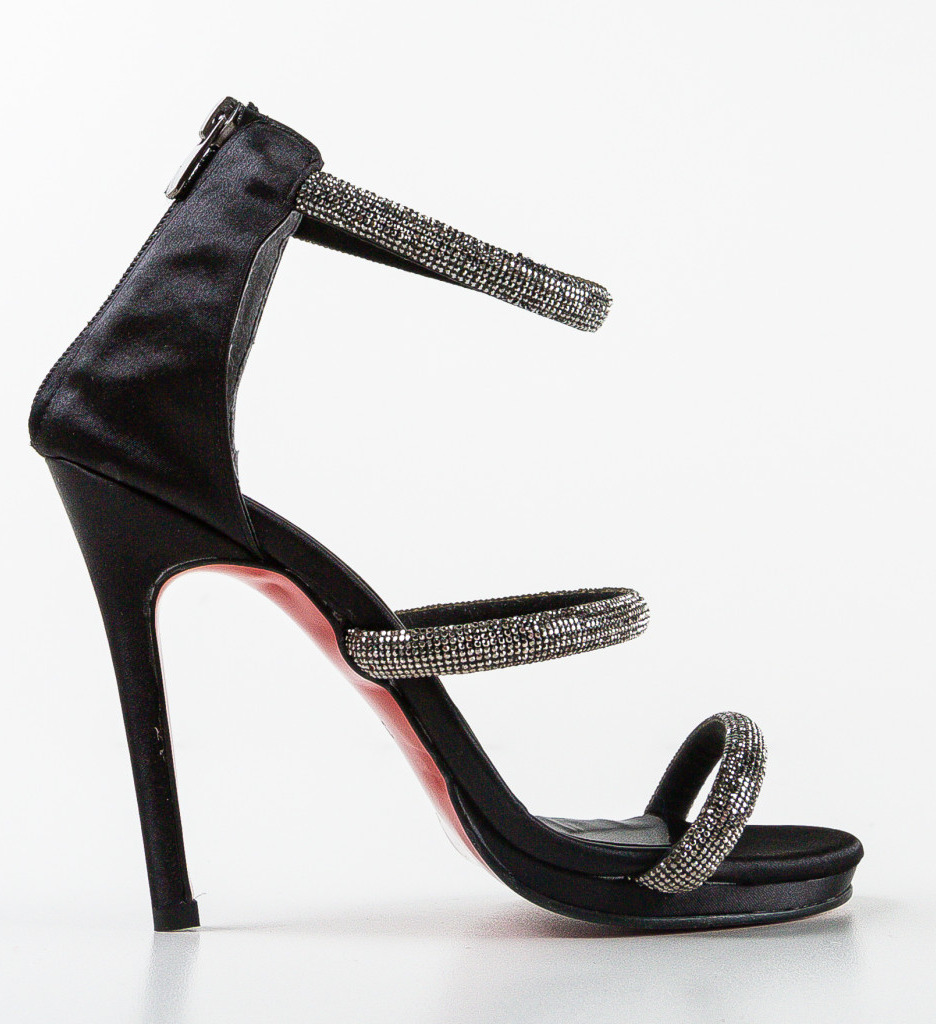 Sandale Mezon Negre cu Toc Elegant - imagine 4