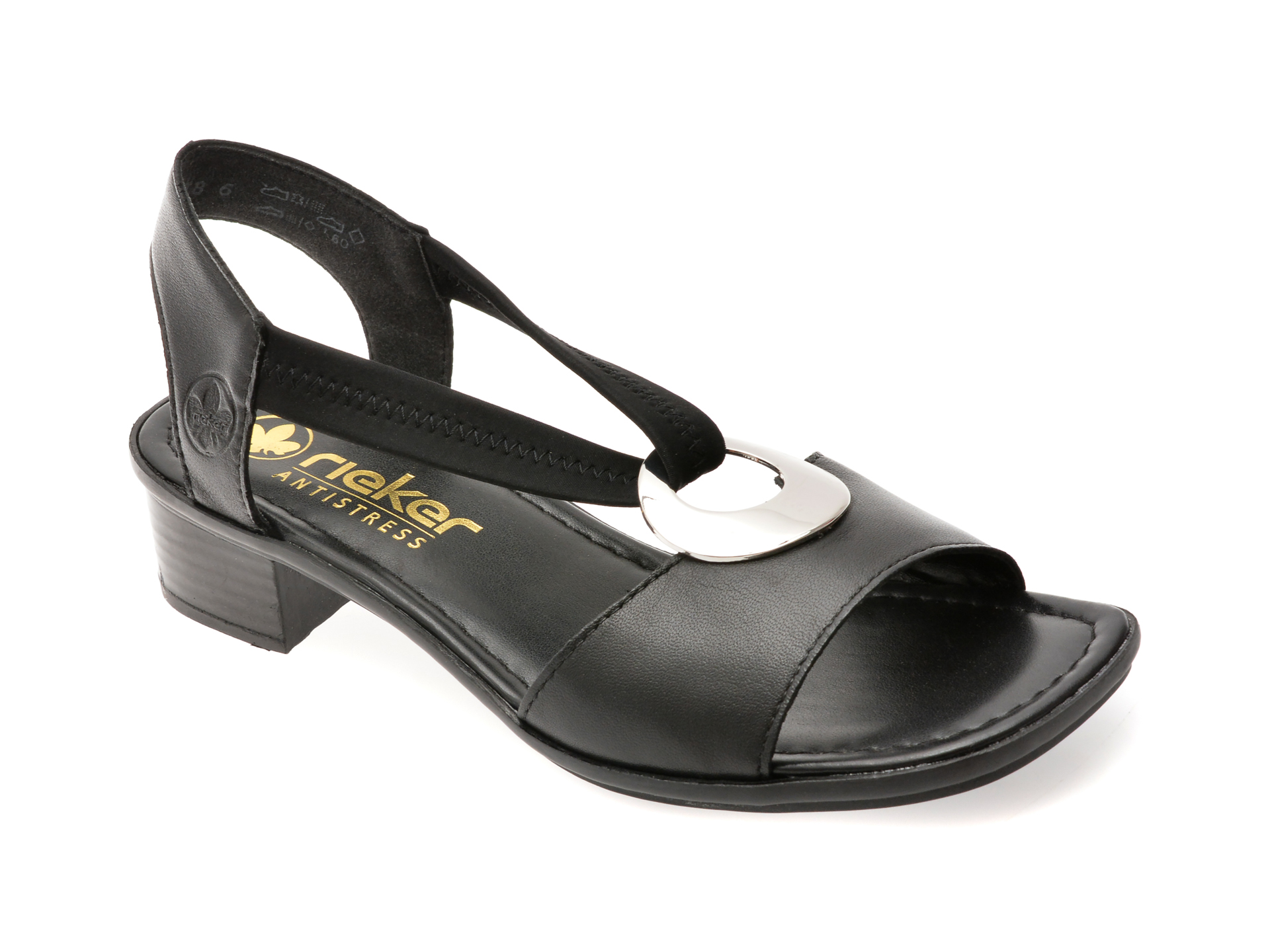 Sandale Rieker Negre Confort din Piele Naturala