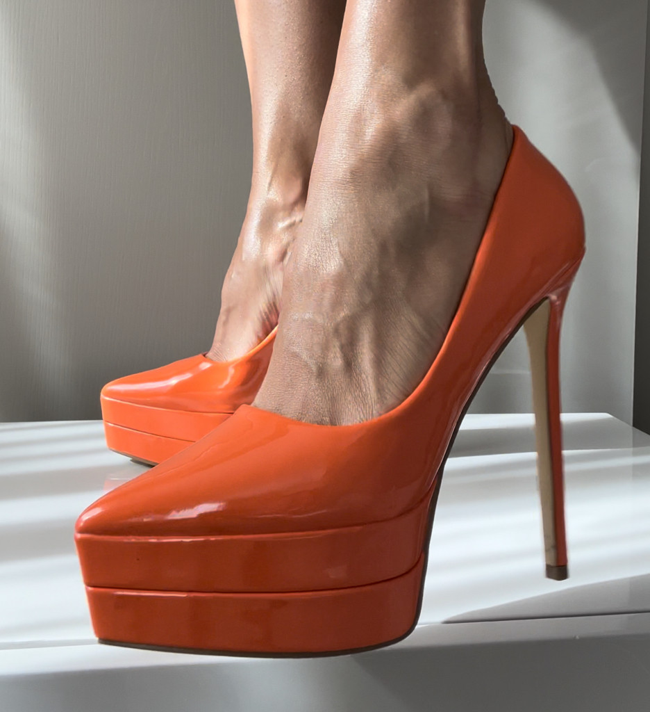 Pantofi Heath Portocalii Eleganți cu Toc - imagine 3