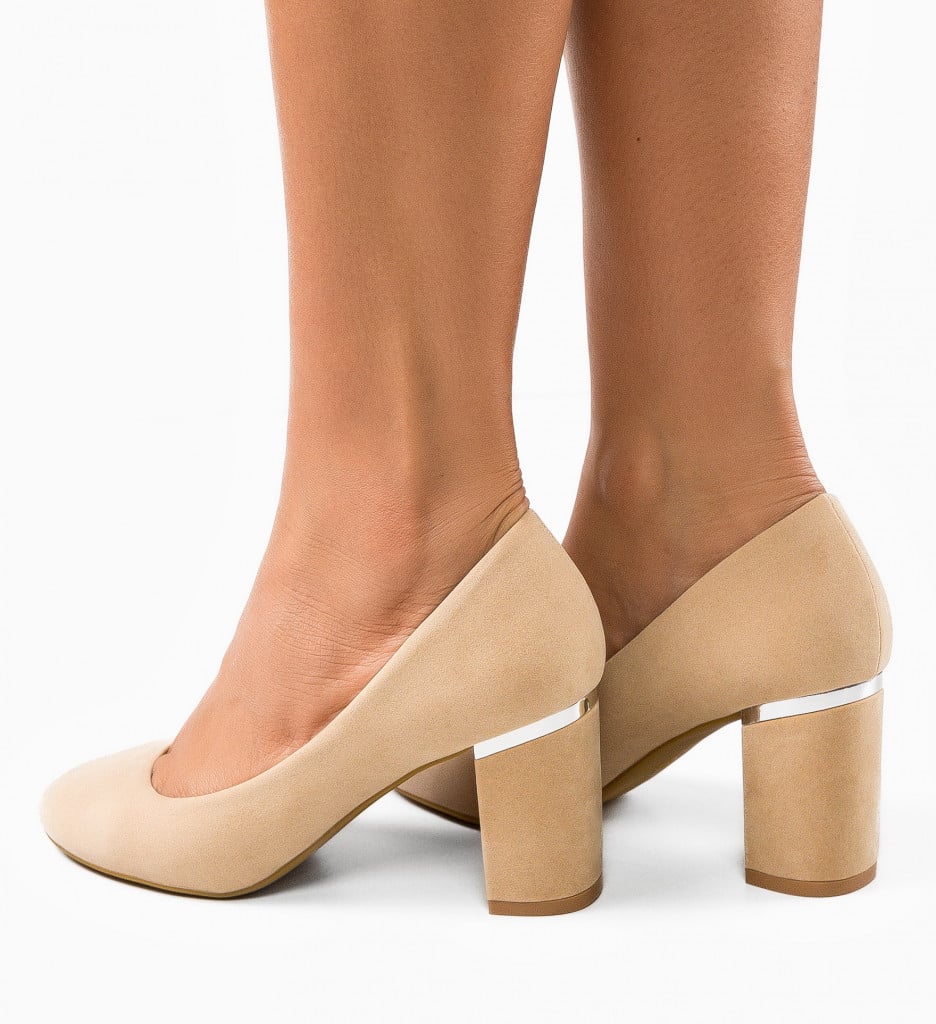 Pantofi Dama Eleganți Ryouta cu Toc Bej - imagine 9