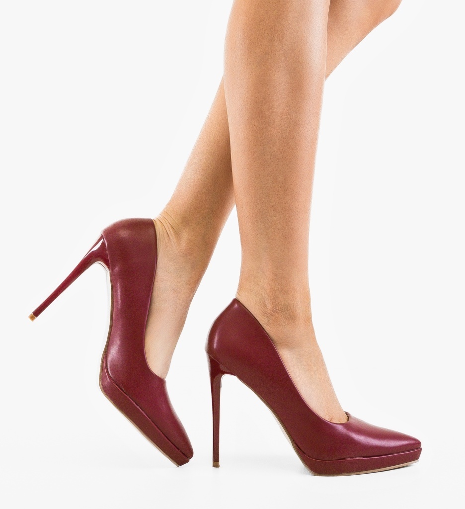 Pantofi Dadere Grena Eleganți cu Toc - imagine 3