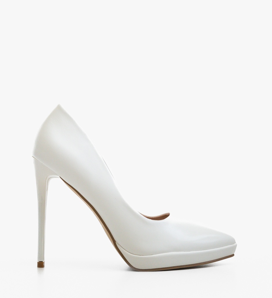Pantofi Dadere Albi Eleganți cu Toc - imagine 5