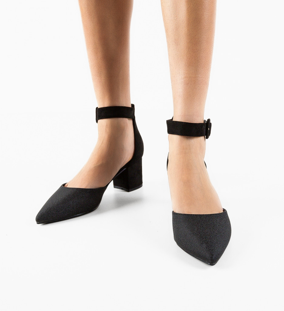 Pantofi Dama Arbeu Negri cu Toc Eleganți - imagine 2