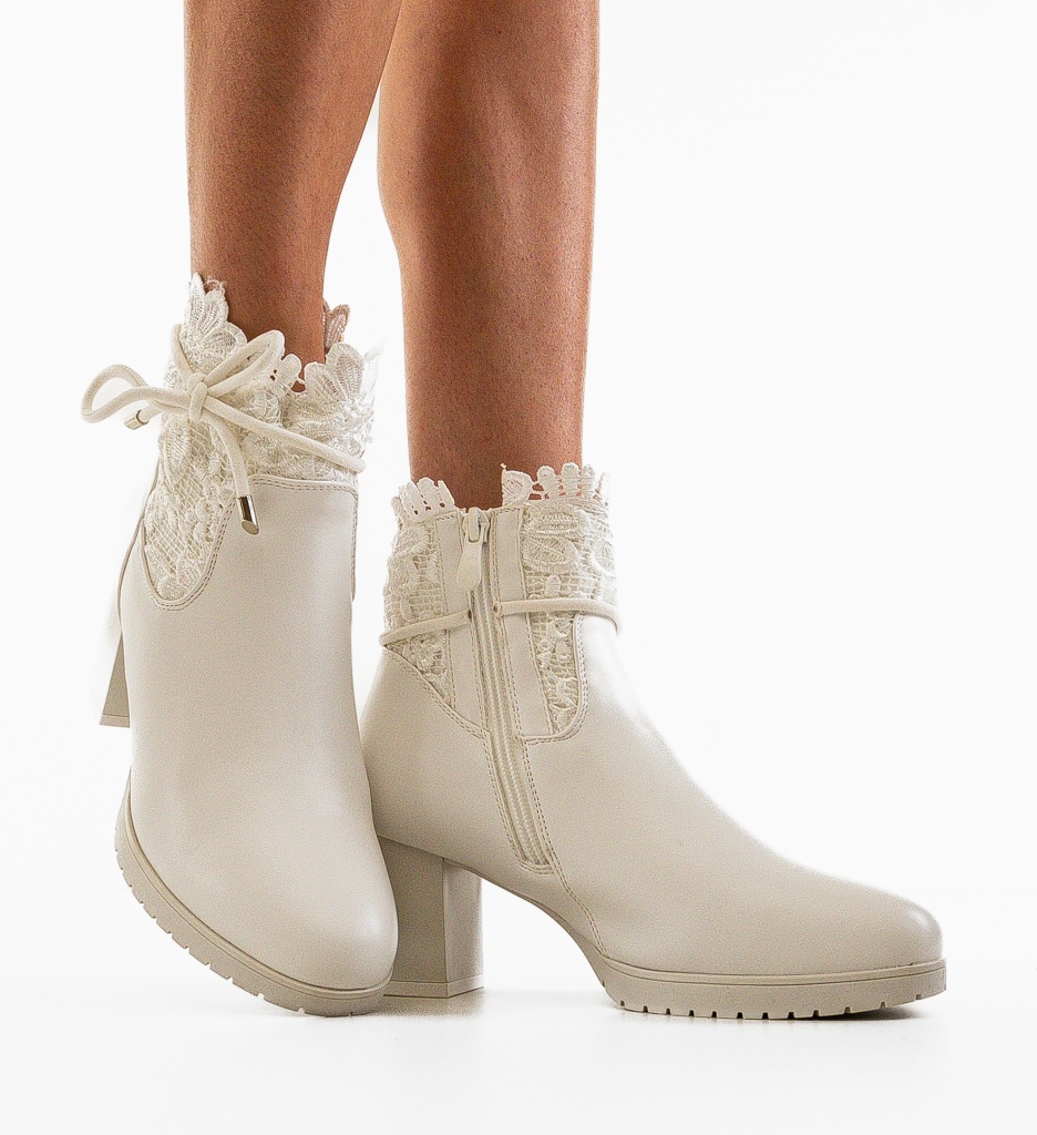 Botine Dama Nelnel Albe - Eleganță și Confort - imagine 2