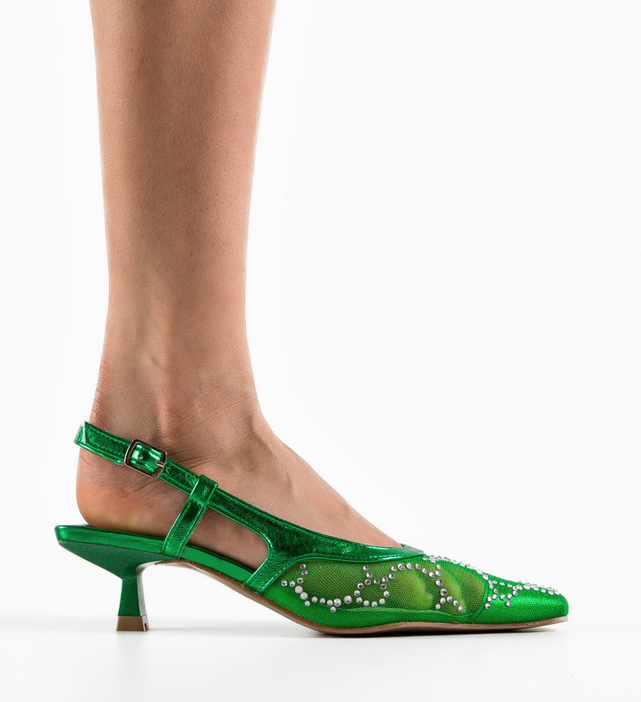 Pantofi Pete Verzi Eleganți cu Toc - Design Modern - imagine 7