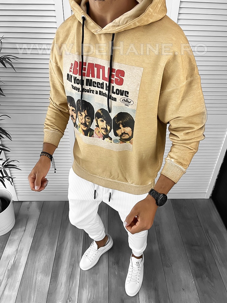 Hanorac Barbati Slim Fit Bej Casual