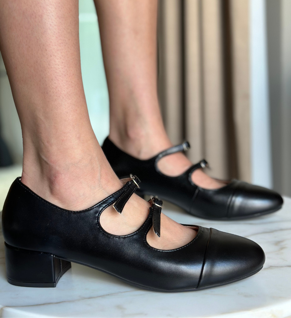 Pantofi Jordan Negri Eleganți - Toc Înalt - imagine 2