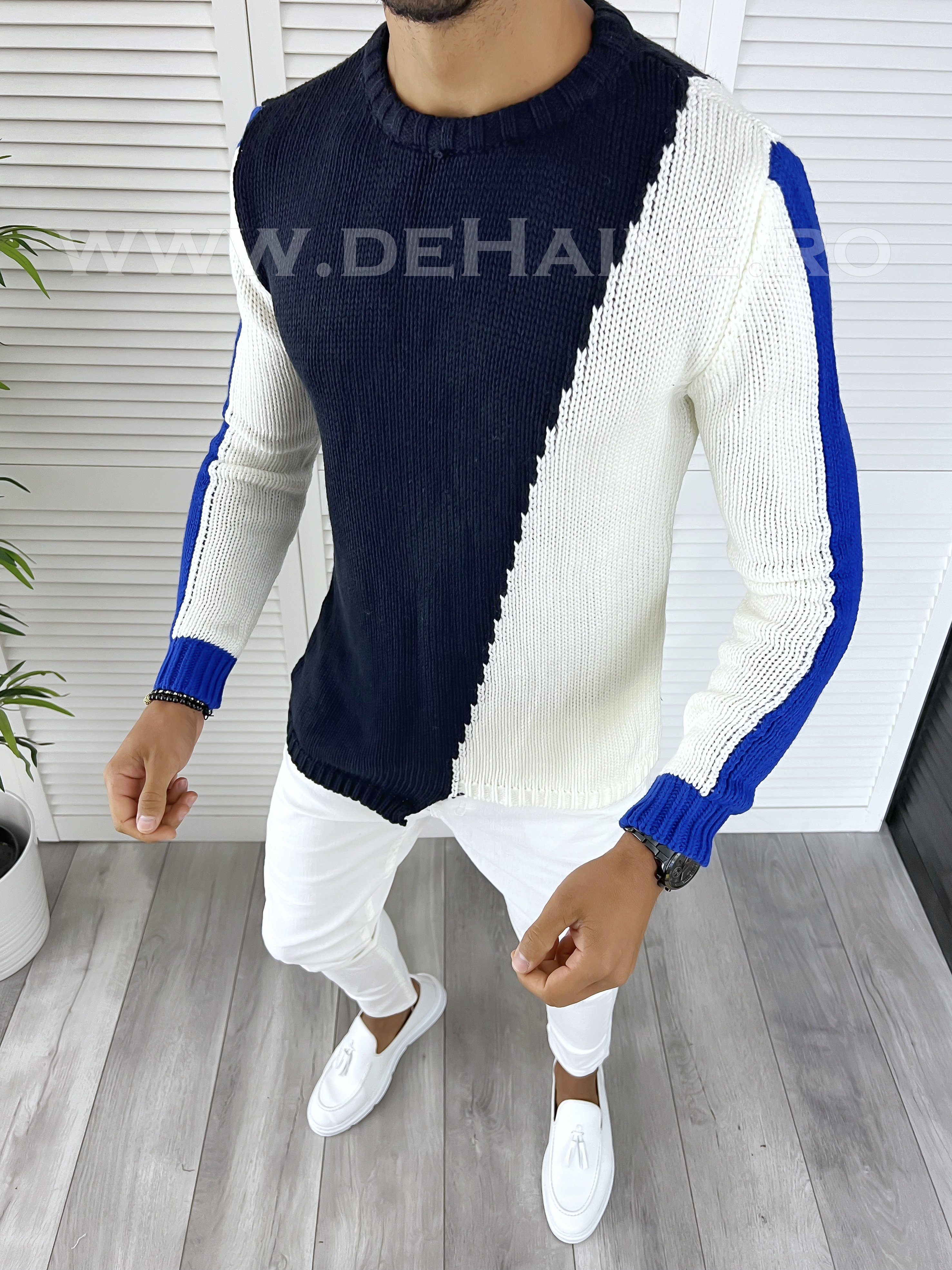 Pulover Barbati Slim Fit Bleumarin | Elegant