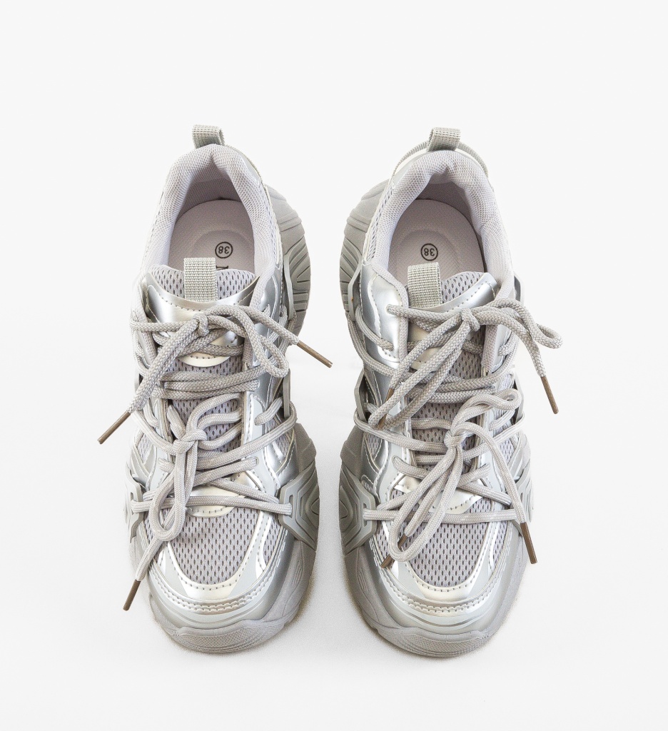 Sneakers Dama Joao Argintii | Stil Urban - imagine 4