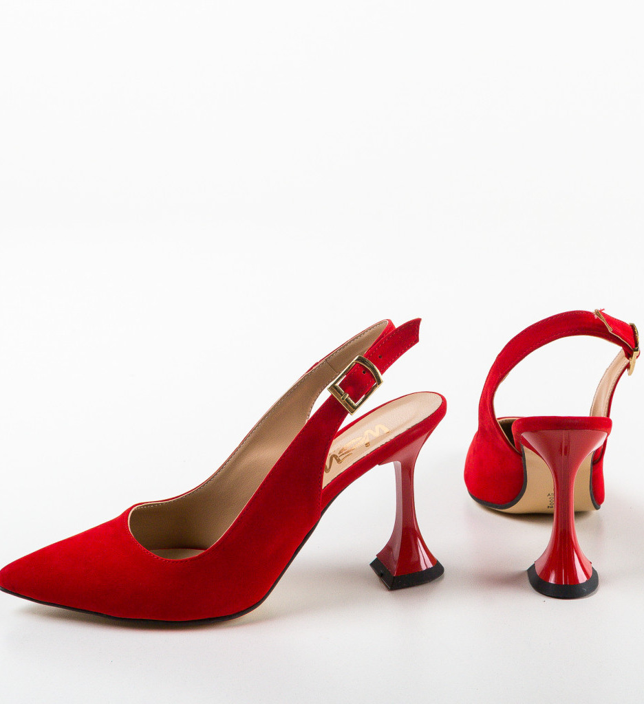 Pantofi Mercan Rosii Eleganți cu Toc - imagine 7