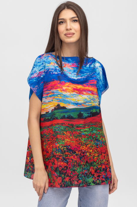 Bluză Poncho Matase Shopika - Design Artistic